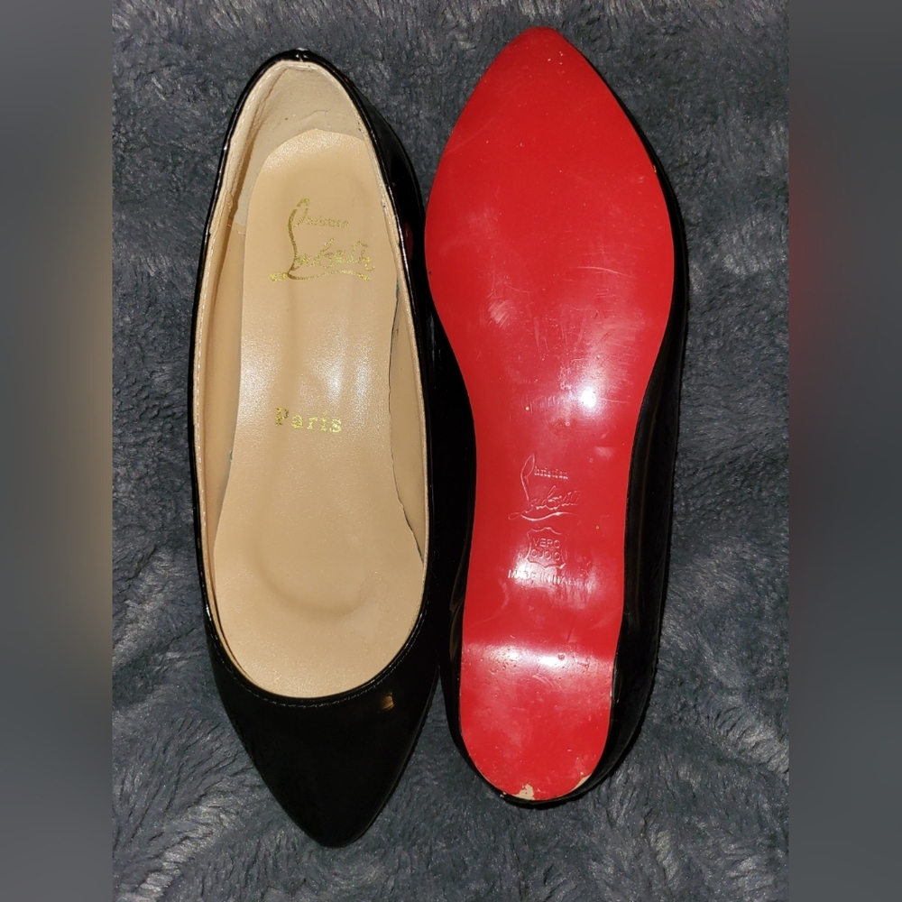 Christian Louboutin rare black patent ballerina flats